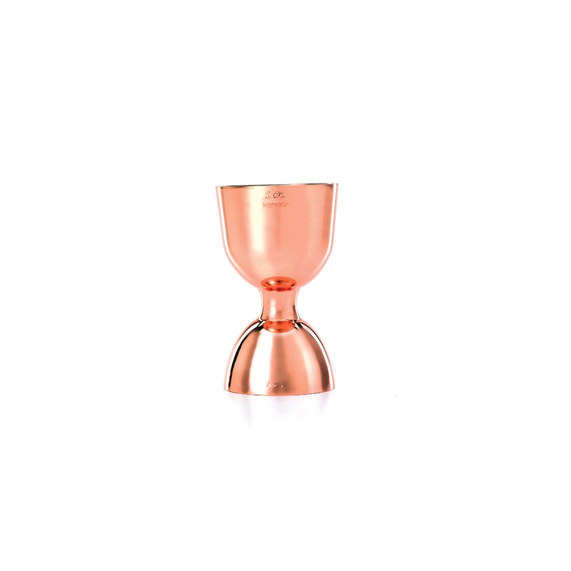 Barfly M37006CP 1 oz. & 2 oz. Copper-Plated Heavy-Duty Straight Rim Bell Jigger