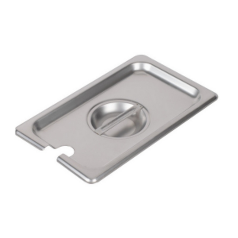 Browne 1/4 Size Notched Stainless Steel Food Pan Cover 575559