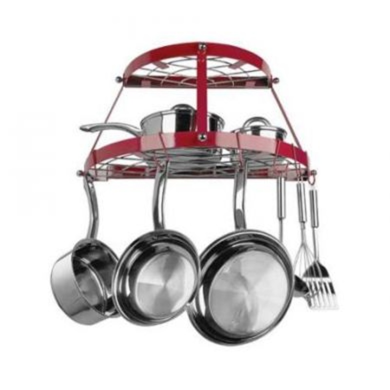 Double Shelf Wall Hanging Pot Rack - Red*