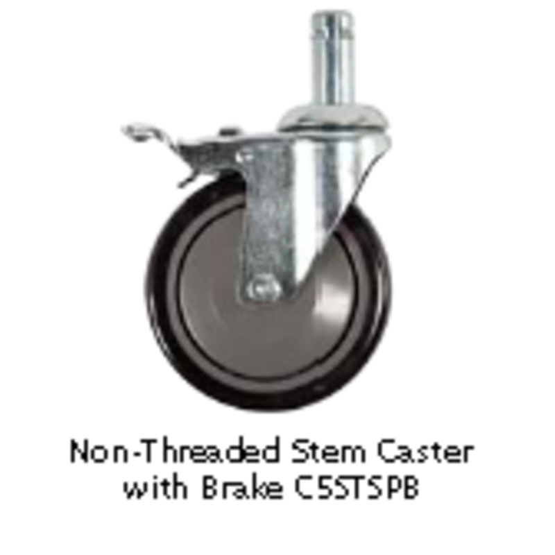 5" Poly Stem Swivel Caster Non-Threaded With Brake