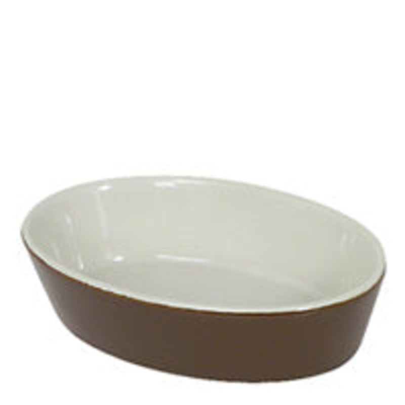 Browne 564004BR 9oz Brown Oval Ceramic Baking Dish (6 per Pack)