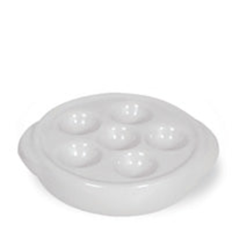 Browne 744041 5" Round Escargot Plate - 6-Holes, Ceramic, White