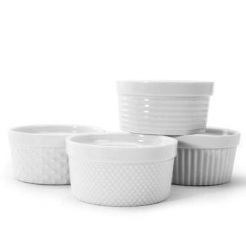 Danesco White 3.5" Textured 5oz Ramekins 904925GWH pack of 4