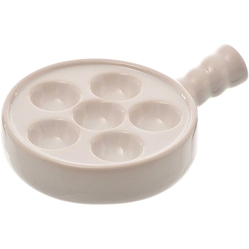 Browne 744042 5 1/4" Round Escargot White Plate w/ Handle - 6 Holes