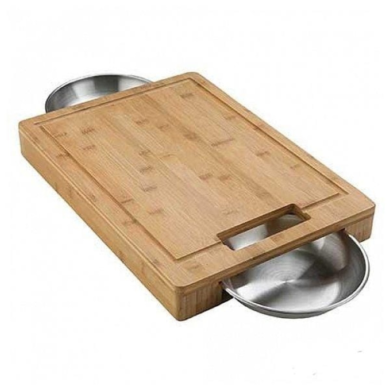 Napoleon Cutting Board w/ Stainless Steel Bowls - 70012