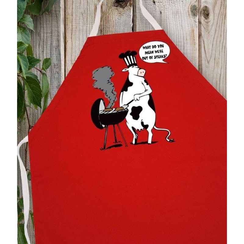 LA Imprints Attitude Apron - Cow BBQ