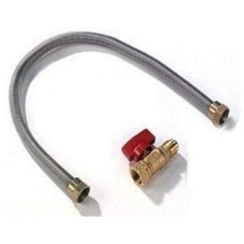 Napoleon 12" 3/8 Stainless Steel Gas Flex Connector & Shut Off - FC-12-SINGLE