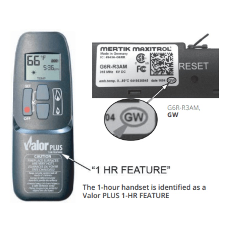 Valor Bedroom Kit 1-hour Shutoff Remote Handset - GV60BRK