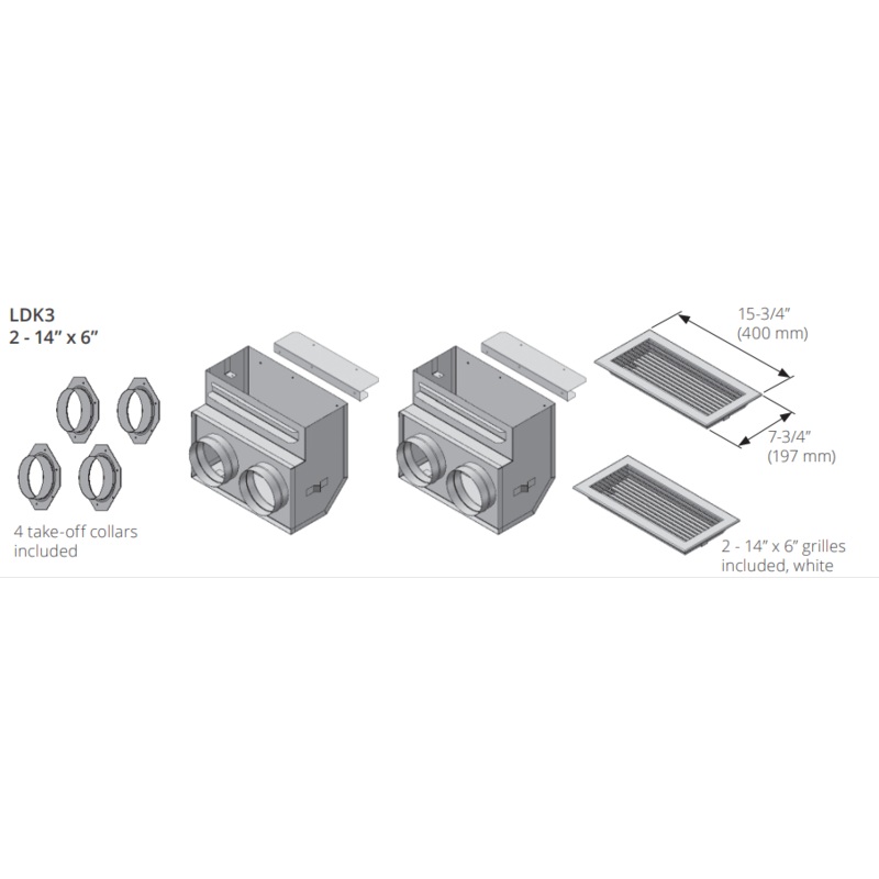Valor 2-14" Plenums-Includes Grilles (Side Mounted) - LDK3