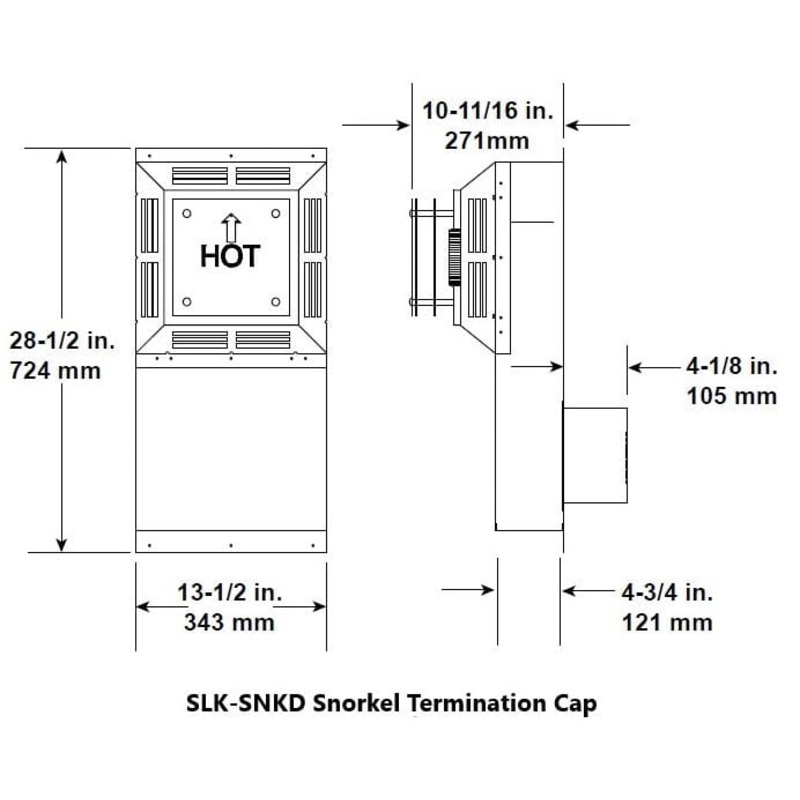 Heat & Glo SL Snorkel Cap (14" Vertical Rise) - SLK-SNKD