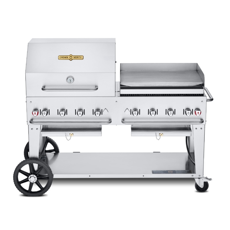 Crown Verity 60" Mobile Grill + Pro Griddle + RollDome Package