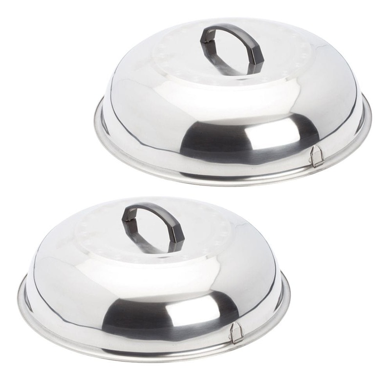 EVO Grills Stainless Steel Steamer/Cooking Covers - Set of 2 Sizes (16" & 13") - 12-0116-AC