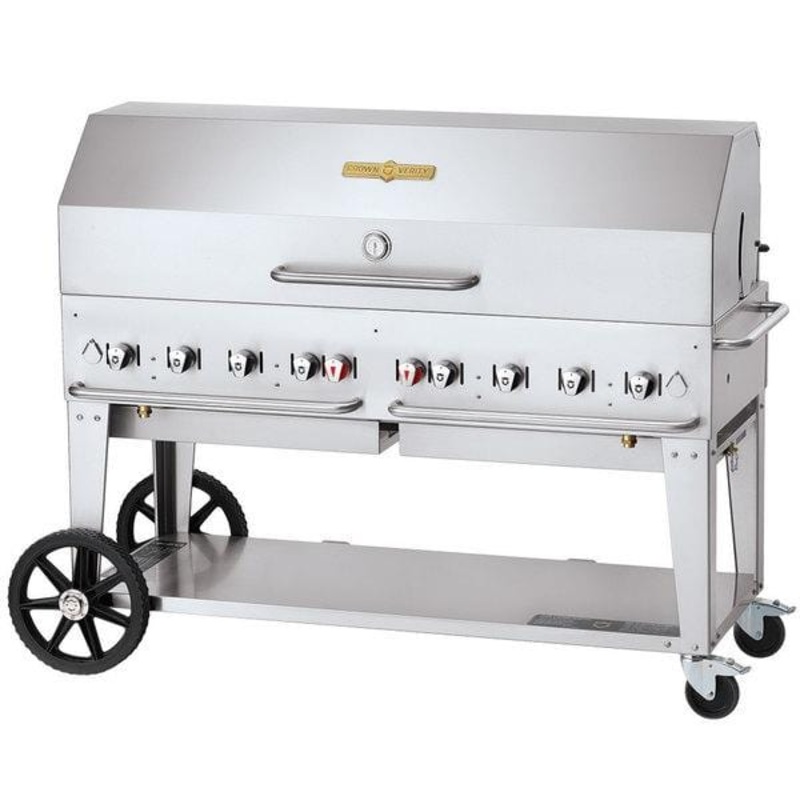 Crown Verity 60" Mobile Grill Single Inlet 50-100 lb. Tank Capacity & Single RollDome Package