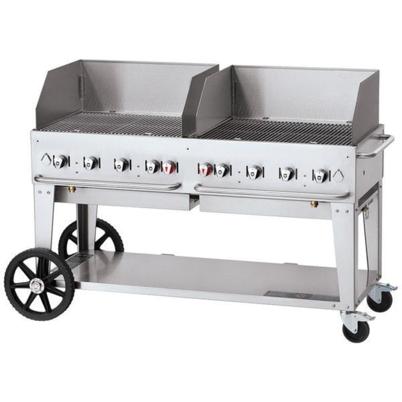 Crown Verity 60" Mobile Grill Single Inlet 50-100 lb. Tank Capacity & Wind Guard Package
