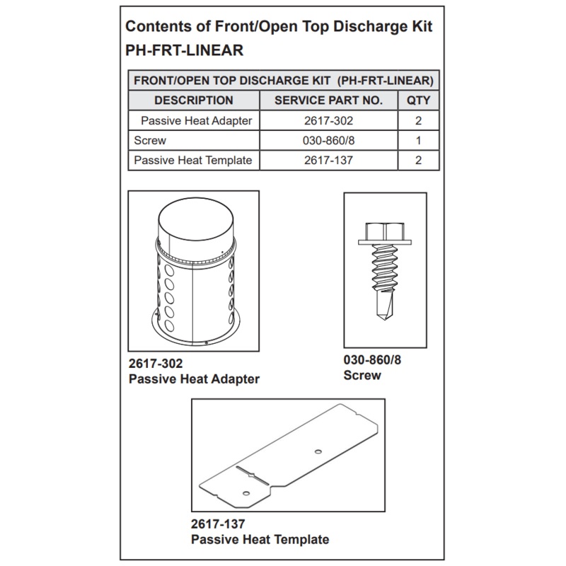 Majestic Passive Heat Kit For Front Or Top Discharge - PH-FRT-LINEAR
