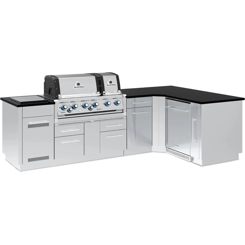 Broil King 7-1/2 ft. Outdoor Kitchen Island with Imperial S 690G & Refrigerator
