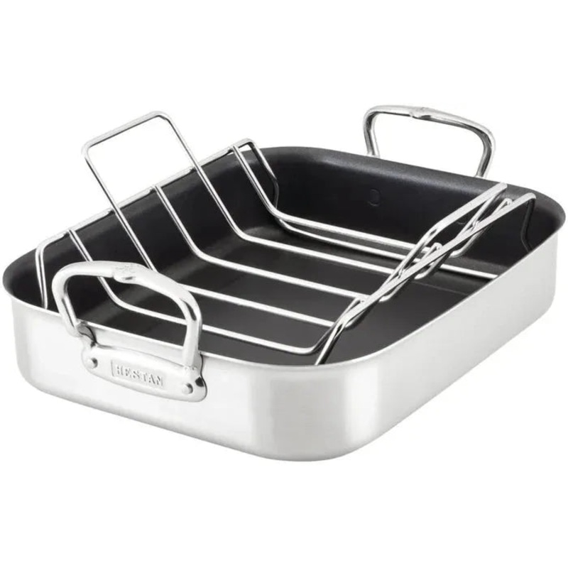 Hestan - 14.5" x 12" x 3" Provisions Classic Clad Nonstick Roaster with Stainless Steel Rack - 31684