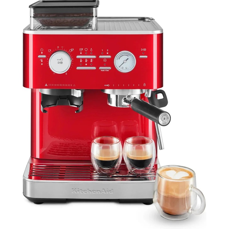 KitchenAid - Candy Apple Red Semi-Automatic Espresso Machine with Burr Grinder - KES6551CA