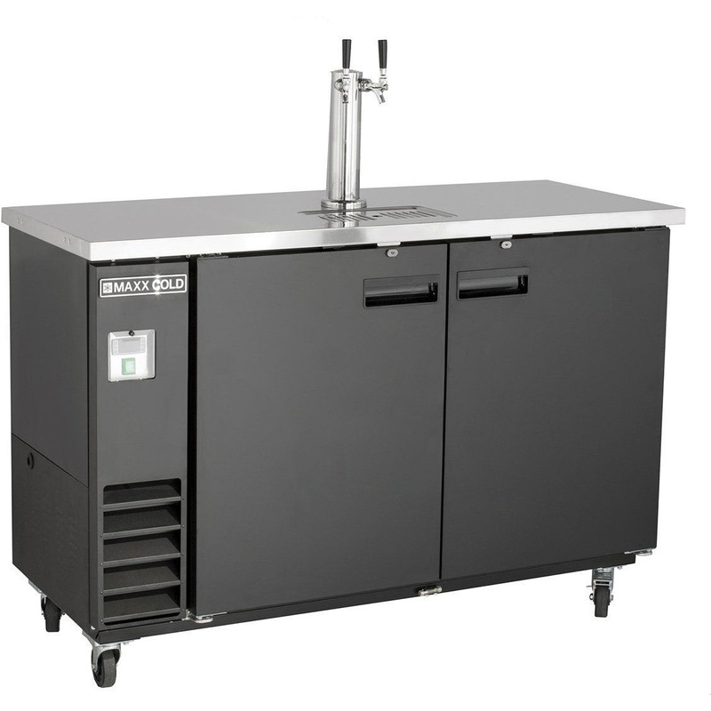 Maxx Cold - 48", 2 Barrel/Keg Black Single Tower Beer Dispenser - MXBD48-1BHC