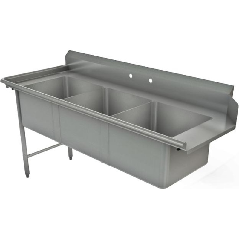 Tarrison - 84" x 30" Left-to-Right Operation Soiled Dish Table With Three Compartment - TA-SPDT384L-Kit