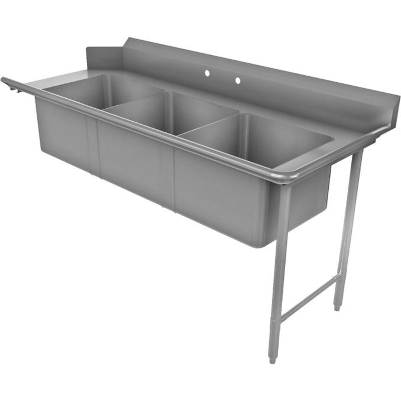 Tarrison - 84" x 30" Right-to-Left Operation Soiled Dish Table With Three Compartment - TA-SPDT384R-Kit