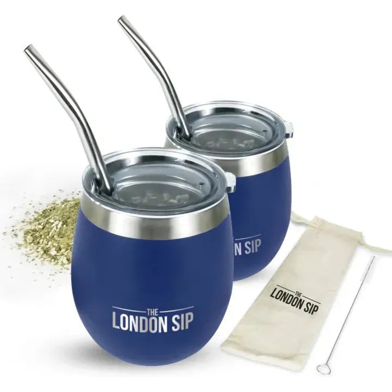 The London Sip - 8 Oz Blue Yerba Mate Cup Set - YMC8S-U