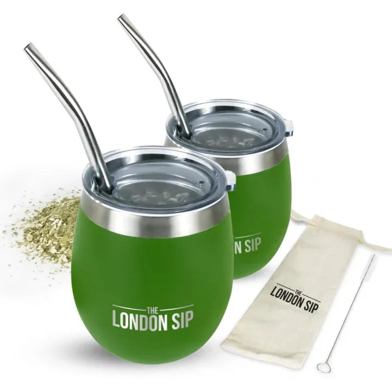 The London Sip - 8 Oz Green Yerba Mate Cup Set - YMC8S-G