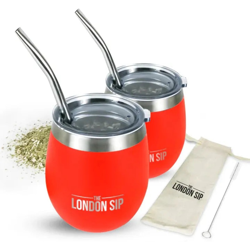 The London Sip - 8 Oz Orange Yerba Mate Cup Set - YMC8S-O