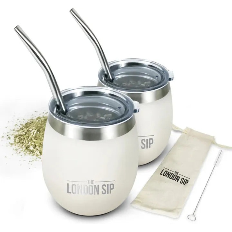 The London Sip - 8 Oz Pearl White Yerba Mate Cup Set - YMC8S-PRL