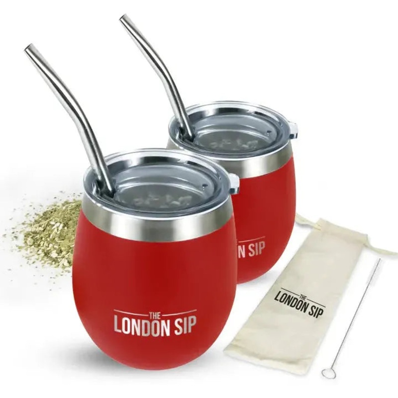 The London Sip - 8 Oz Red Yerba Mate Cup Set - YMC8S-R