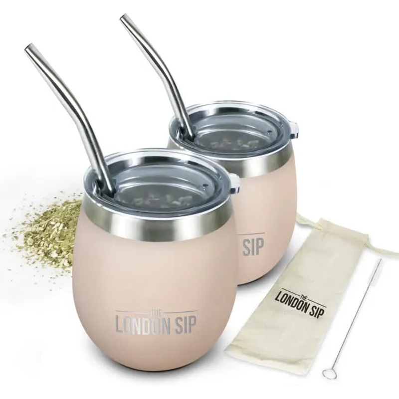 The London Sip - 8 Oz Safai Beige Yerba Mate Cup Set - YMC8S-SFB