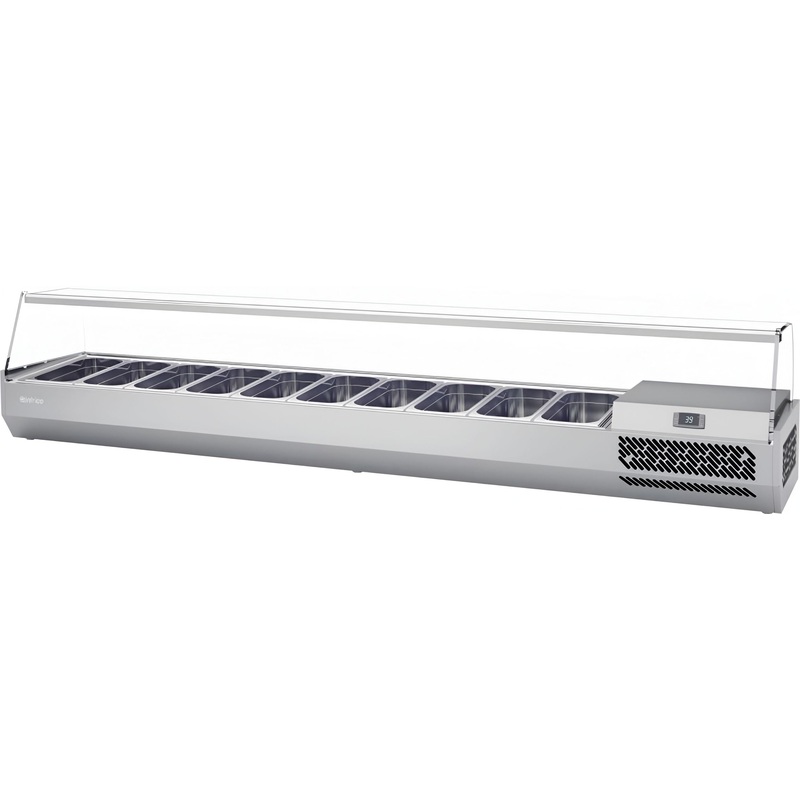 Infrico - 10 Pans Pizza Ingredient Display Case With Glass Top - ICT-VIP2300B1/3GLASSTOP