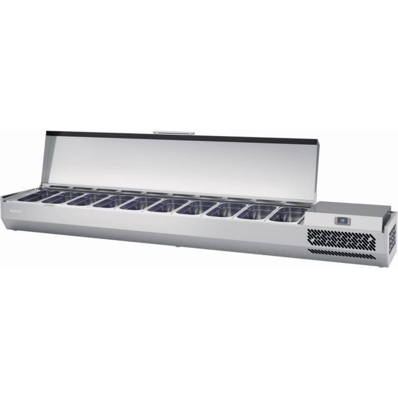 Infrico - 10 Pans Pizza Ingredient Display Case With Solid Lid - ICT-VIP2300B1/3SOLIDLID