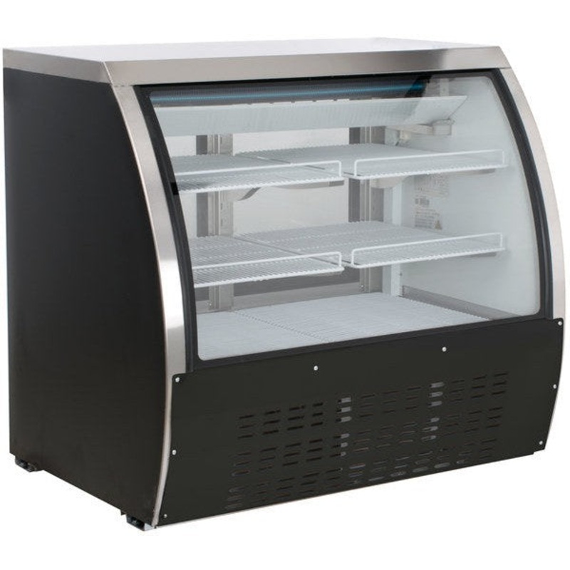 Infrico - 36" Curved Glass Pastry Display Case with Night Curtains - IDC-VBR9SS