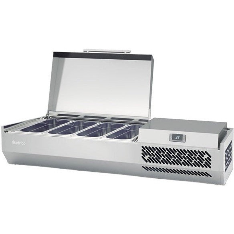 Infrico - 4 Pans Pizza Ingredient Display Case With Solid Lid - ICT-VIP1330B1/3SOLIDLID