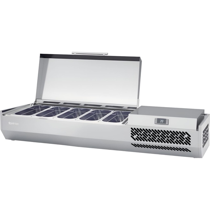 Infrico - 5 Pans Pizza Ingredient Display Case With Solid Lid - ICT-VIP1490B1/3SOLIDLID