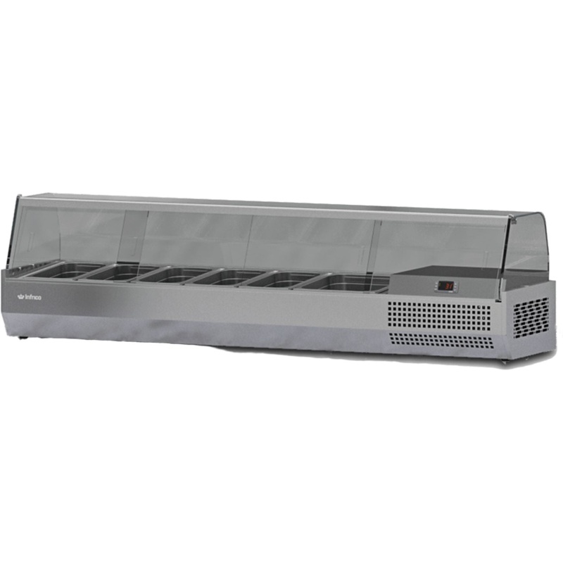 Infrico - 6 Pans Pizza Ingredient Display Case With Glass Top - ICT-VIP1740B1/3GLASSTOP