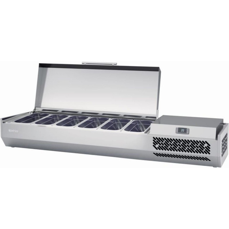 Infrico - 6 Pans Pizza Ingredient Display Case With Solid Lid - ICT-VIP1740B1/3SOLIDLID