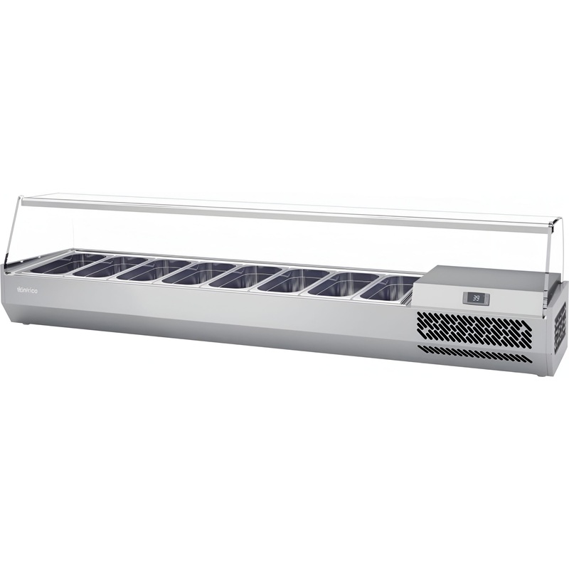 Infrico - 8 Pans Pizza Ingredient Display Case With Glass Top - ICT-VIP1980B1/3GLASSTOP