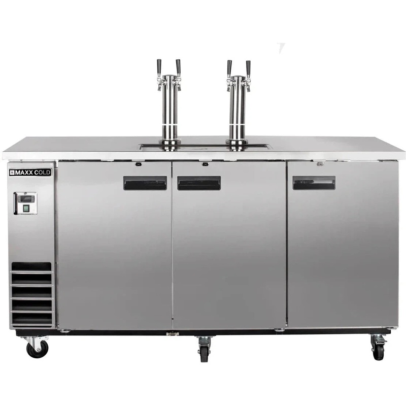 Maxx Cold - 72", 3 Barrel/Keg Stainless Steel Two Tower Beer Dispenser - MXBD72-2SHC