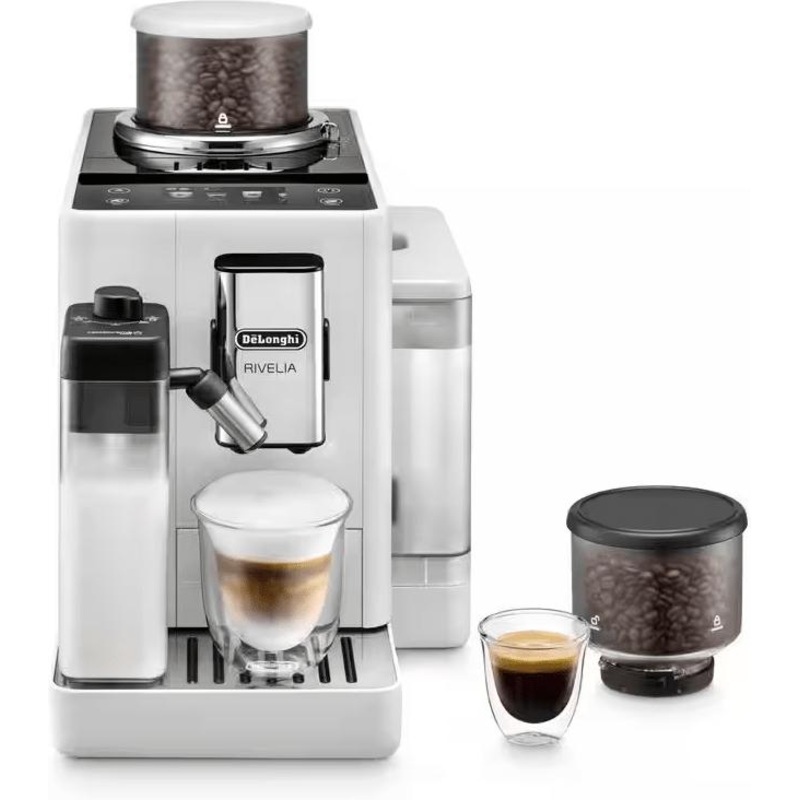 DeLonghi - Rivelia Fully Automatic Arctic White Coffee Machine with LatteCrema Milk System - EXAM44055W - AVAILABLE AUGUST
