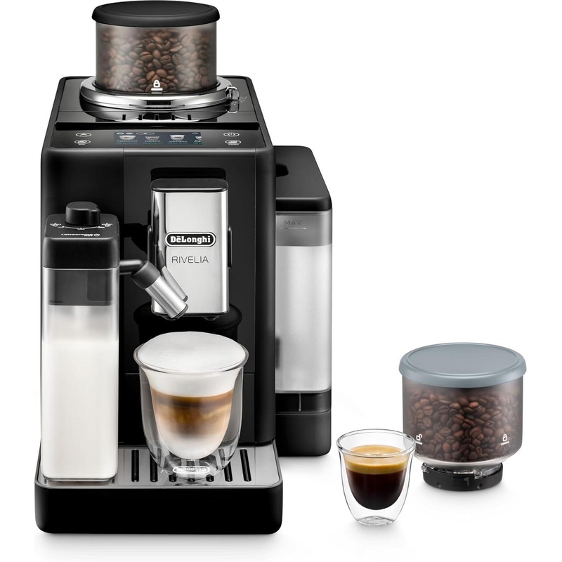 DeLonghi - Rivelia Fully Automatic Onyx Black Coffee Machine with LatteCrema Milk System - EXAM44055B