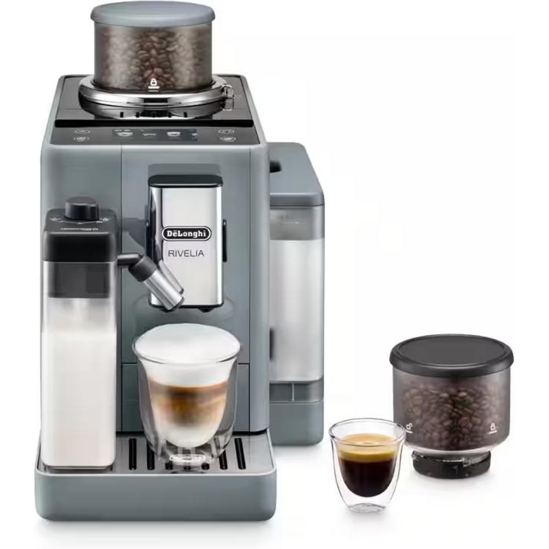 DeLonghi - Rivelia Fully Automatic Pebble Grey Coffee Machine with LatteCrema Milk System - EXAM44055G