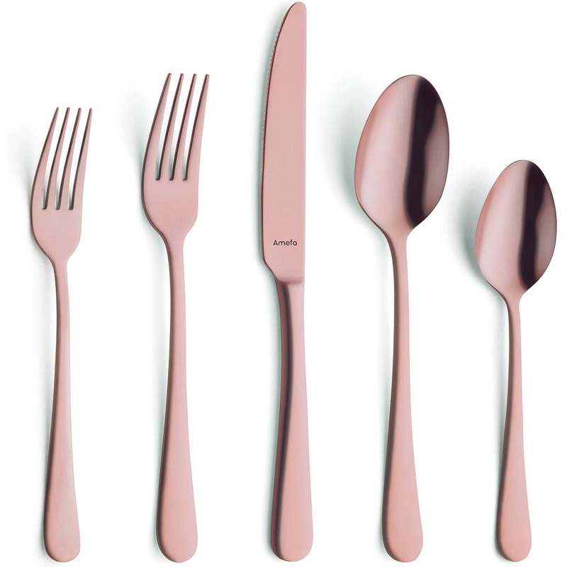 Amefa - Austin Matte Copper Flatware Set, 20 Pcs - 1410AEVG28C09