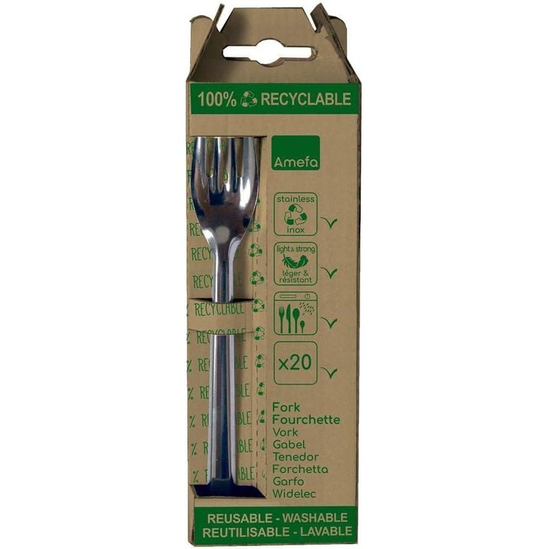Amefa - Leaves Stainless Steel Cutlery Forks Set, 20 Pcs - 025905AG20BF1
