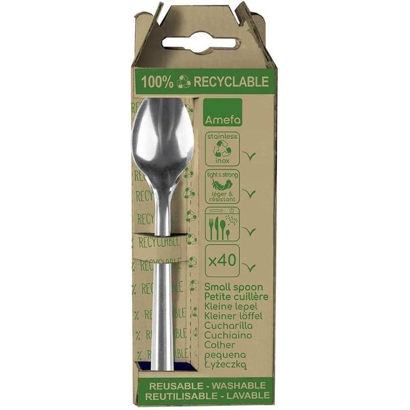 Amefa - Leaves Stainless Steel Cutlery Teaspoon Set, 20 Pcs - 025905AG20BH1