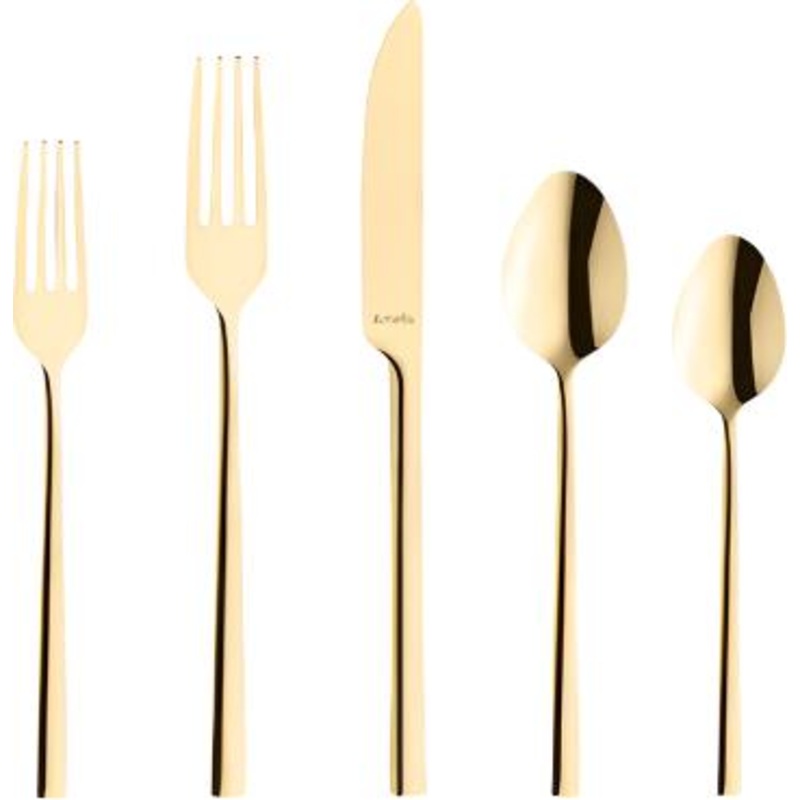 Amefa - Lou Laguiole Dallas Stainless Steel Gold Flatware Set, 20 Pcs - 4107ZUTR20C09