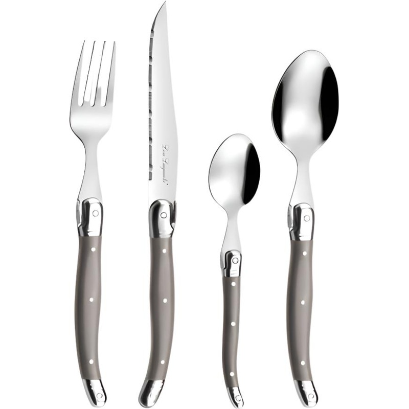 Amefa - Lou Laguiole Tradition Taupe Stainless Steel Flatware Set, 24 Pcs - 2511LIPA22C40
