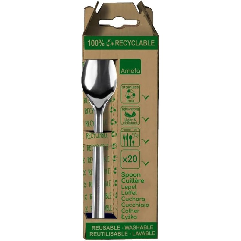 Amefa - Leaves Stainless Steel Cutlery Tablespoon Set, 20 Pcs - 025905AG20BC1