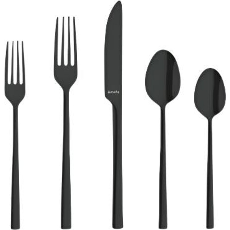Amefa - Lou Laguiole Dallas Stainless Steel Black Flatware Set, 20 Pcs - 4107ZTTR20C09